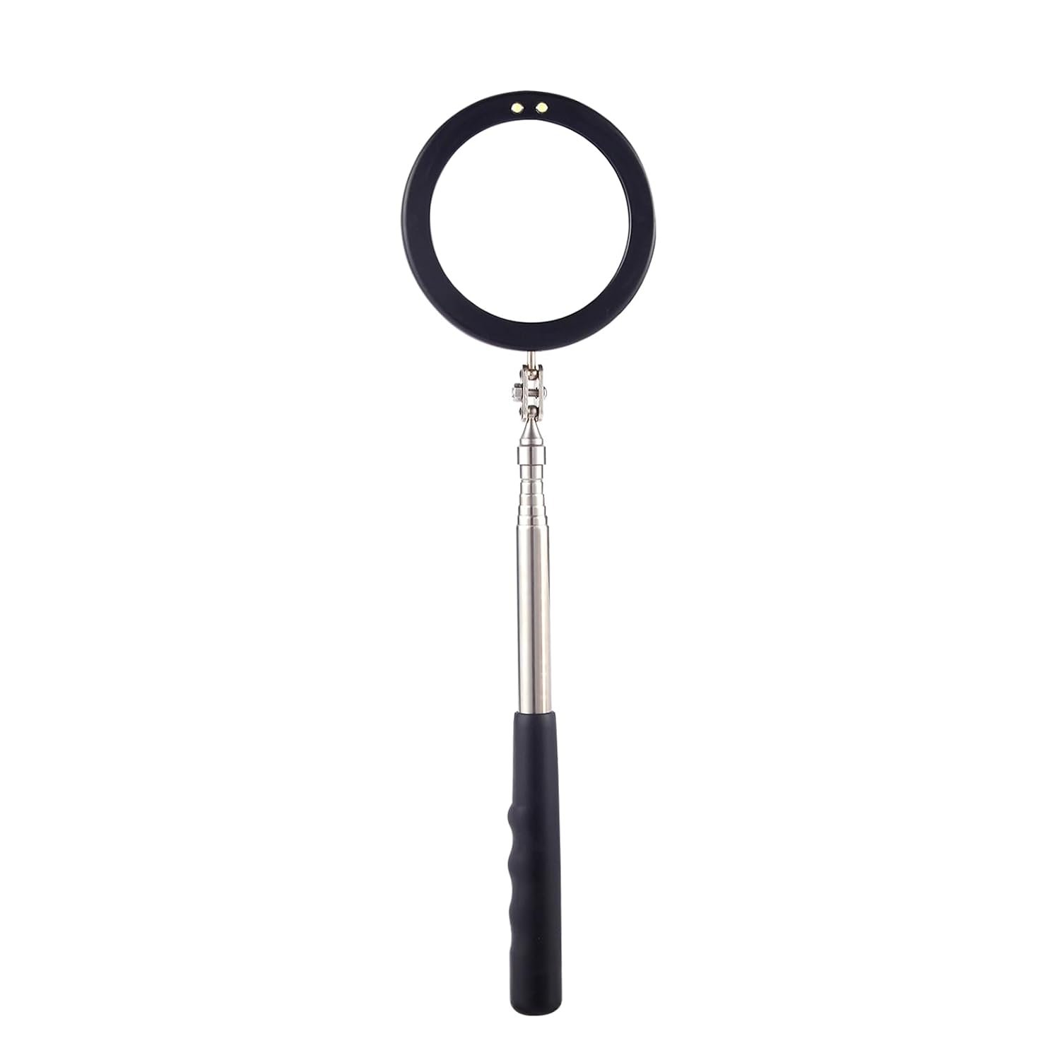 Telescoping Inspection Mirror LED Light with Large 3.75 Inches Round Mirror