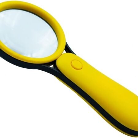 Yellow LED Magnifying Glass with Light, Microscope for Senior Reading, Lightweight Handheld Pocket Magnifier, Non-Breakable Lens, Portable Easy to Use, Jewellery, Coins, Inspection & Hobby Exploration