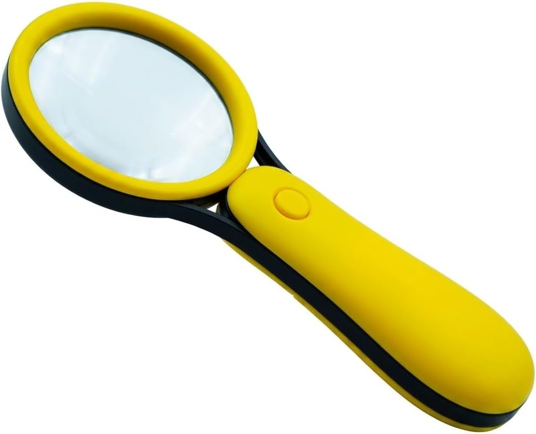Yellow LED Magnifying Glass with Light, Microscope for Senior Reading, Lightweight Handheld Pocket Magnifier