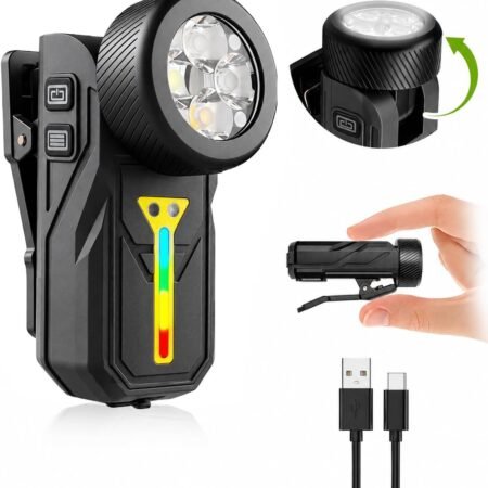 Mini EDC Flashlight Rechargeable, 90° Tilting Head,Clip-on Pocket Light
