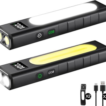 2P Rechargeable Flashlights High Lumens 1800, Magnetic Base for Work