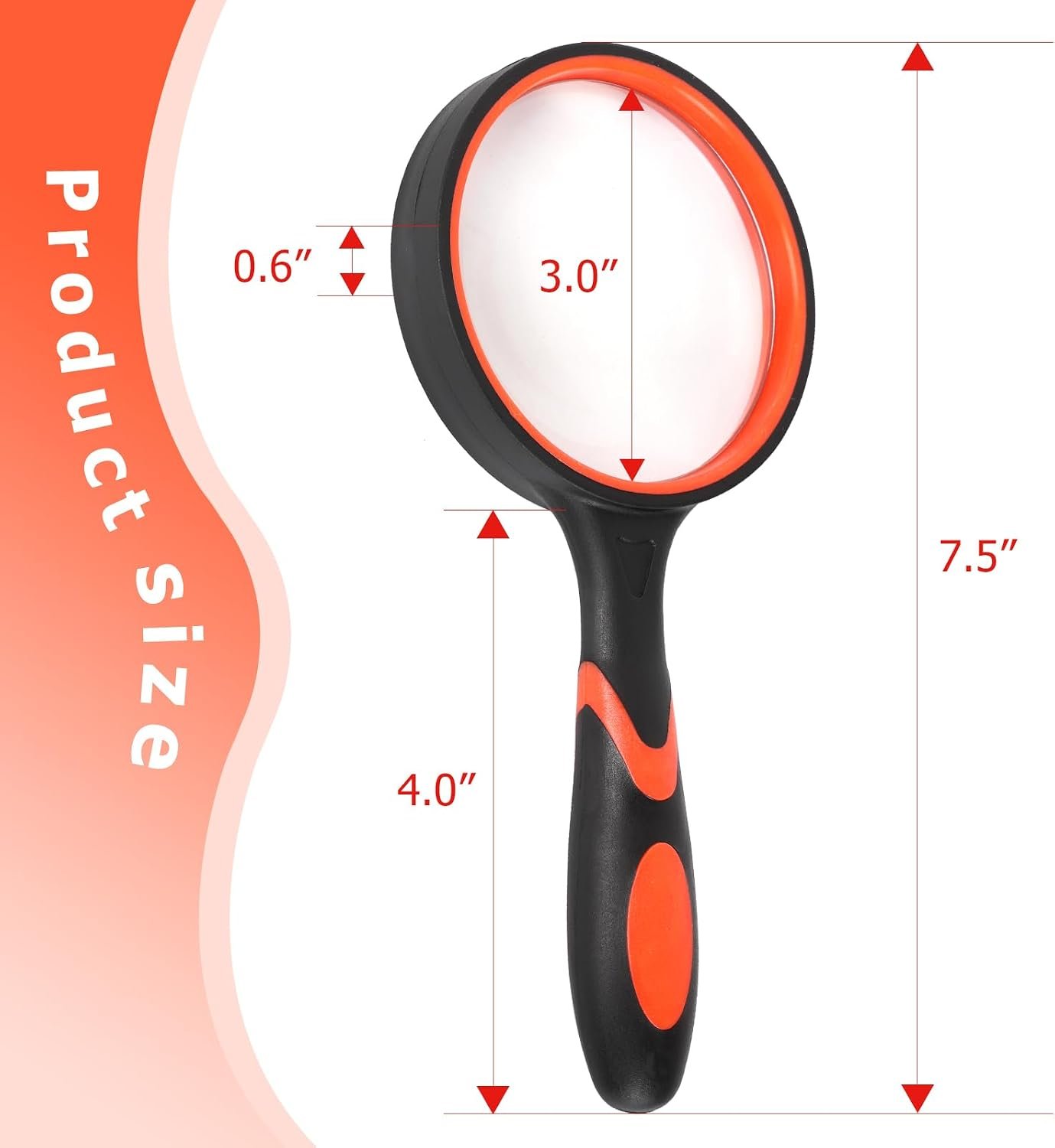 2-Set 75mm 10X Hand-Held Reading Magnifier with Non-Slip Rubber Grip, Good for Senior Users, Hobby Exploring & Scientific Activities - Image 2