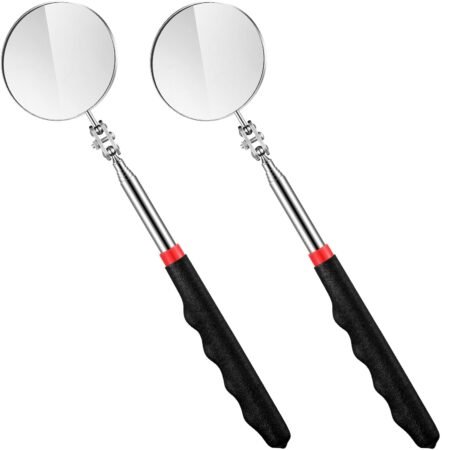 2 Pcs Telescoping Inspection Mirror Mechanics Mirror,50mm
