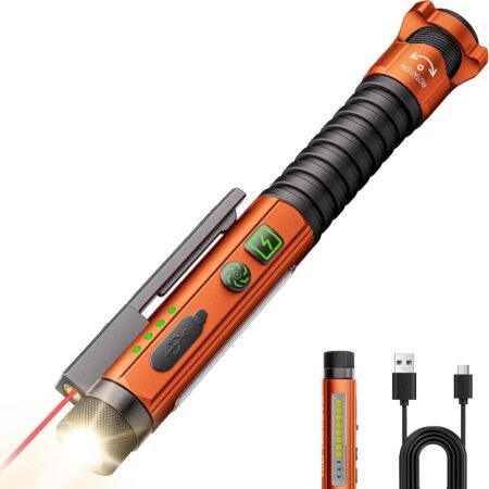 Rechargeable EDC Flashlight, Compact 800-Lumen Flashlight (with Magnetic Clip and Base)