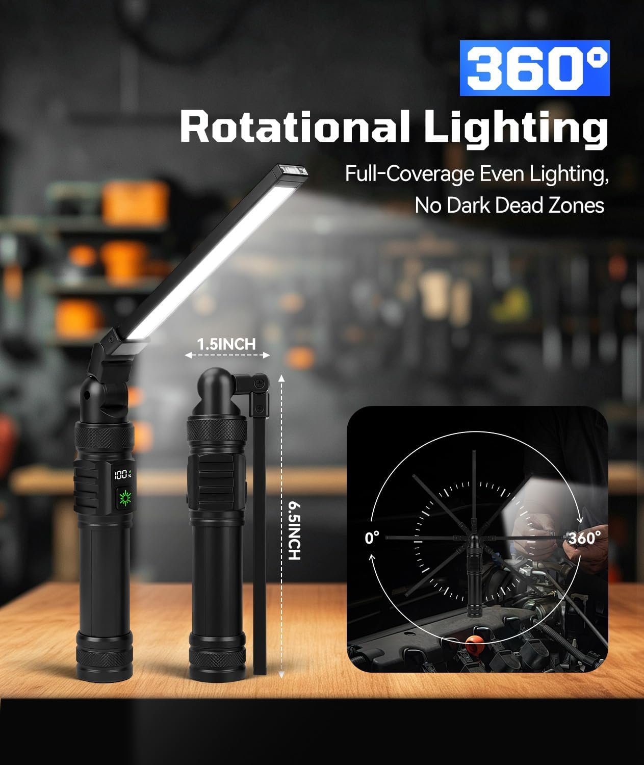 Magnetic Rechargeable LED Work Light/Flashlight for Mechanics - Image 2