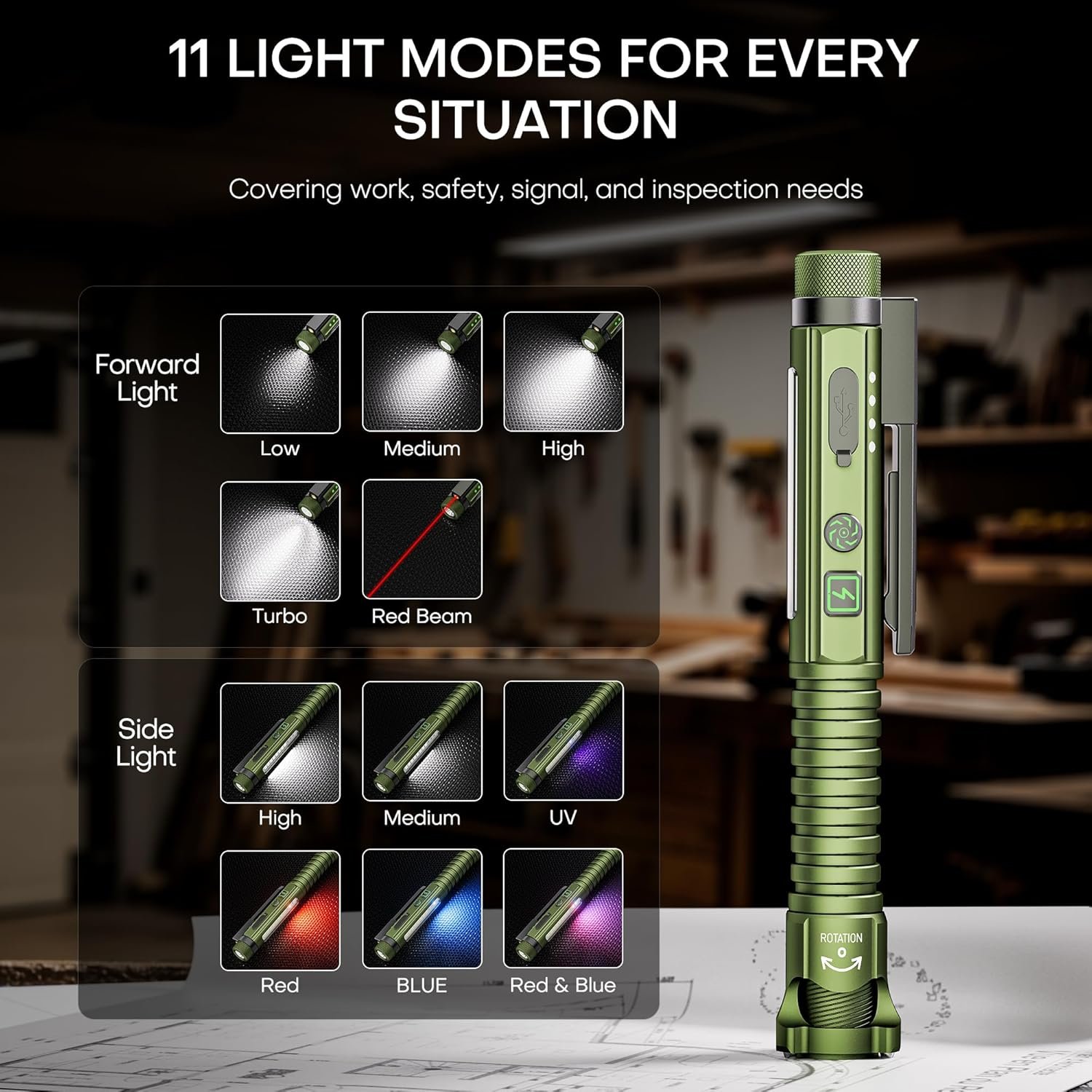 Rechargeable EDC Flashlight, 11-Mode LED Flashlight - Image 2
